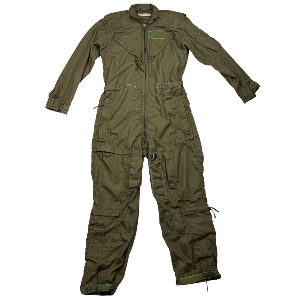 Vintage US Navy Flyers Flight Suit Coveralls Size 40 Green MIL-C-81128